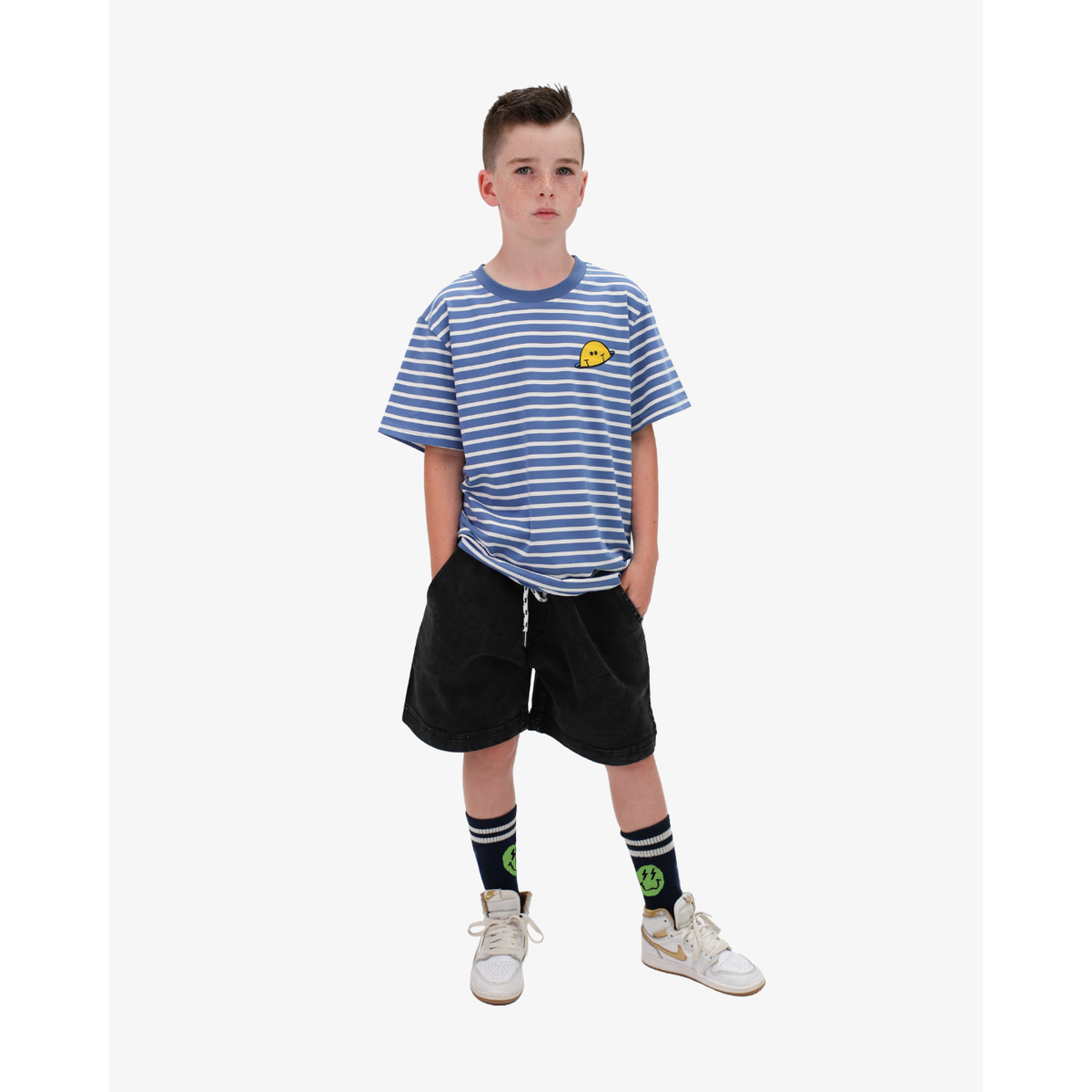 Blue Striped Smile Tee