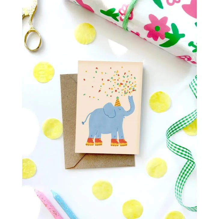 Elephant Mini Card - Illustrated Cute Kids Birthday Fun