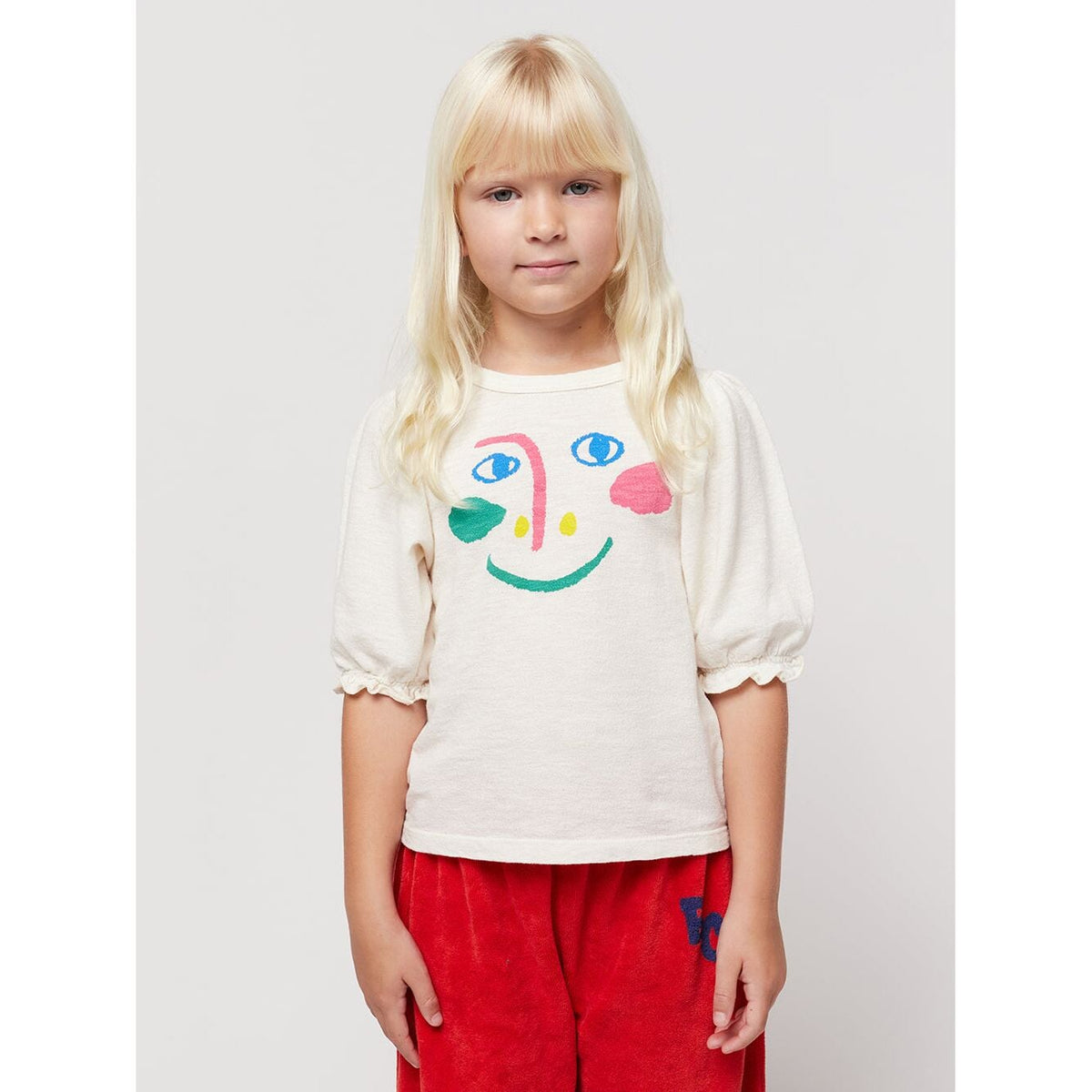 Smiling Mask Puffed Sleeves T-Shirt