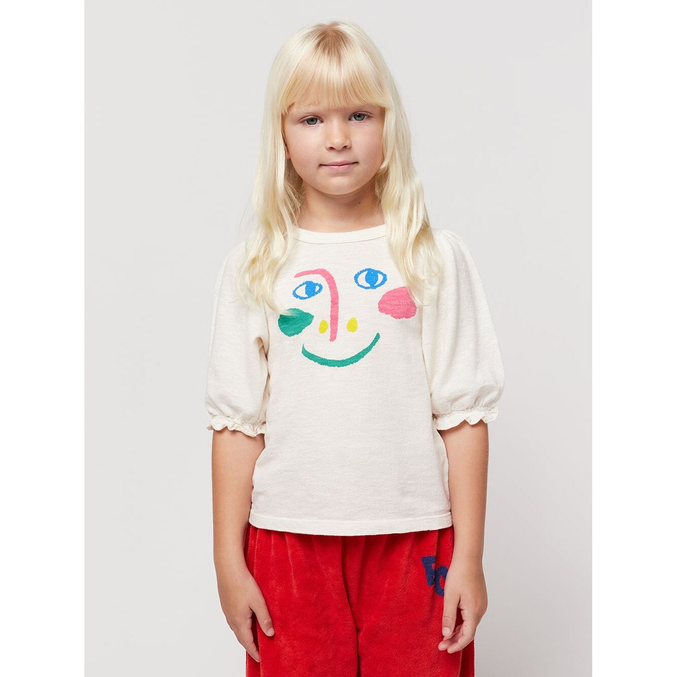 Smiling Mask Puffed Sleeves T-Shirt