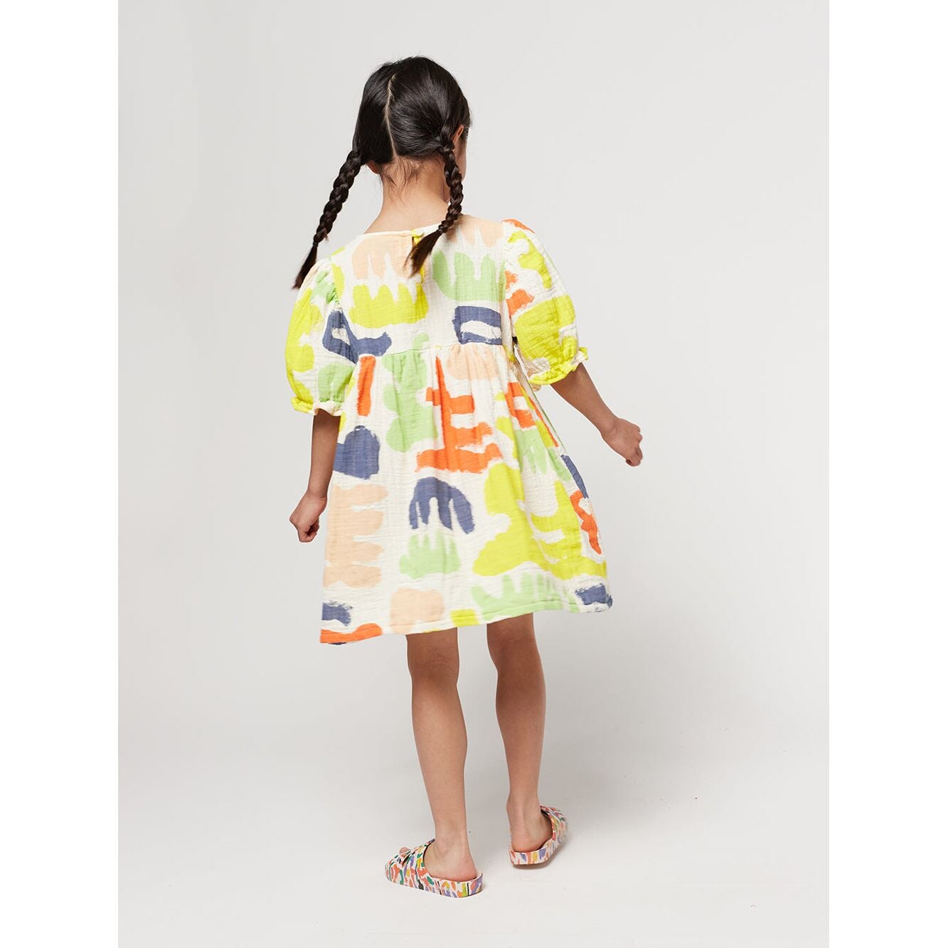 Carnival All Over Puffed Sleeve Woven Dress