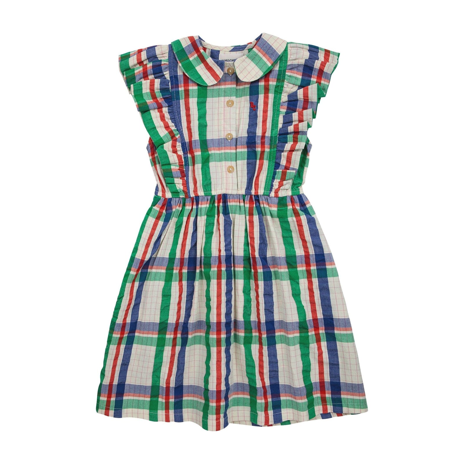 Madras Checks Ruffle Woven Dress