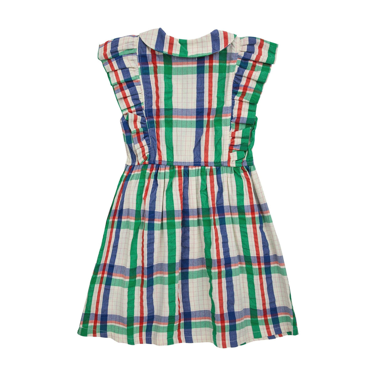 Madras Checks Ruffle Woven Dress
