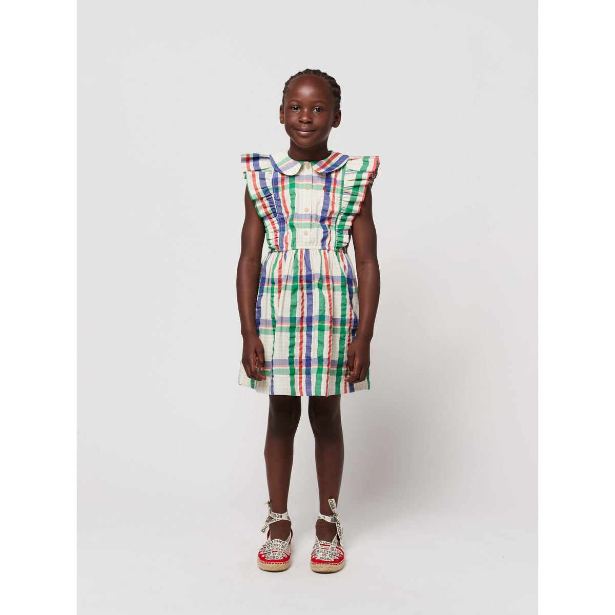 Madras Checks Ruffle Woven Dress
