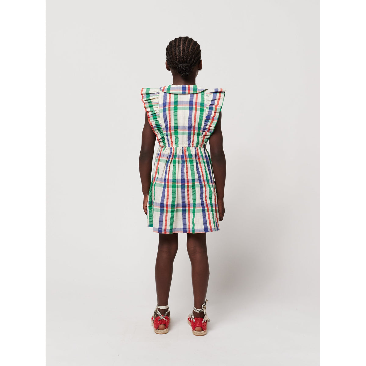 Madras Checks Ruffle Woven Dress