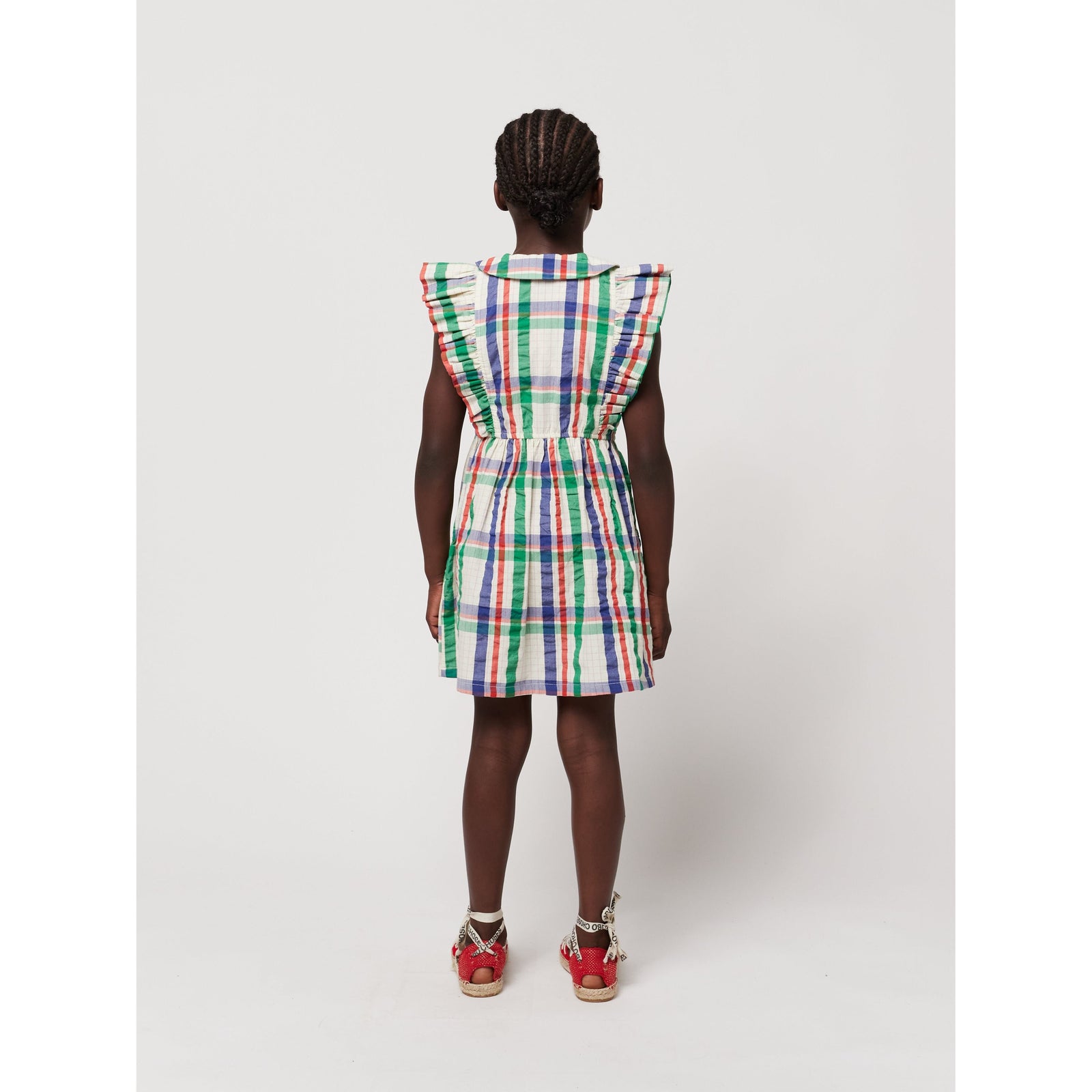 Madras Checks Ruffle Woven Dress