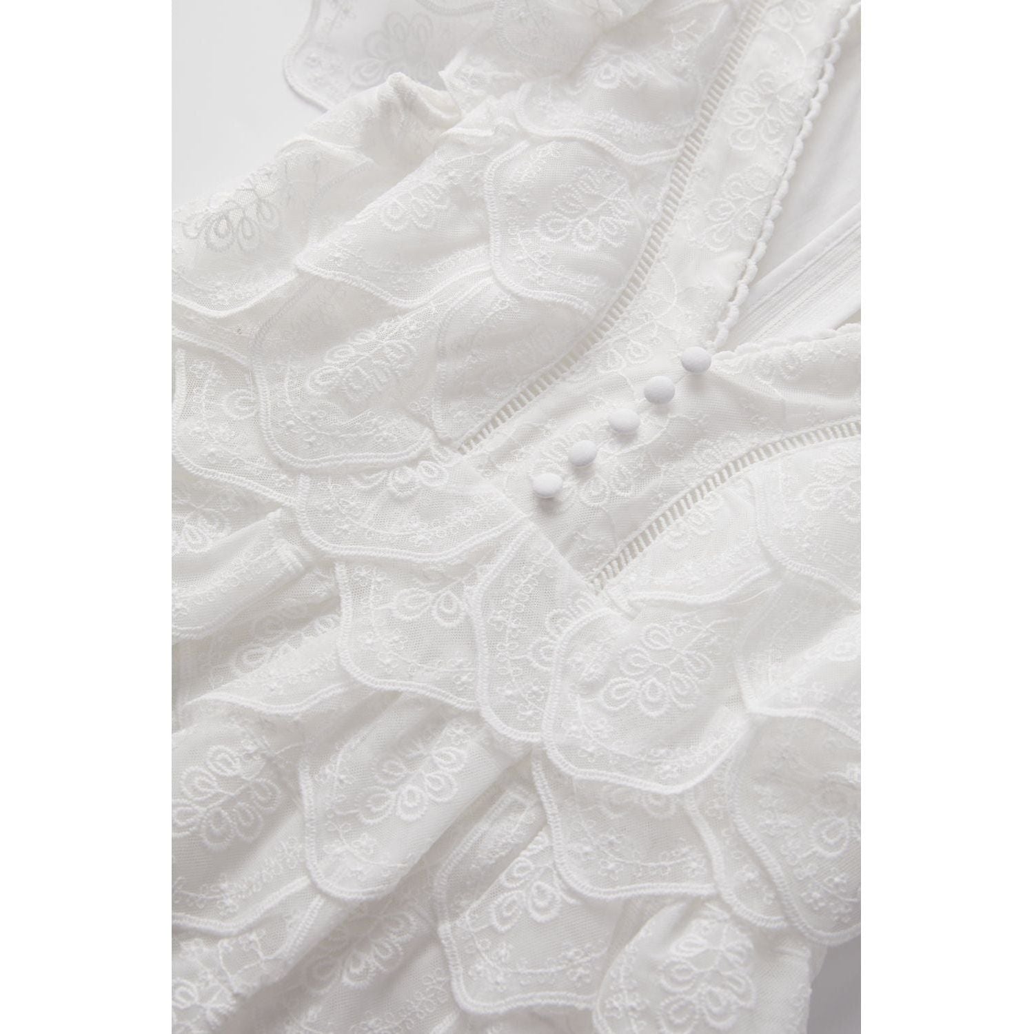 Rosette Embrodiered Dress - Ivory
