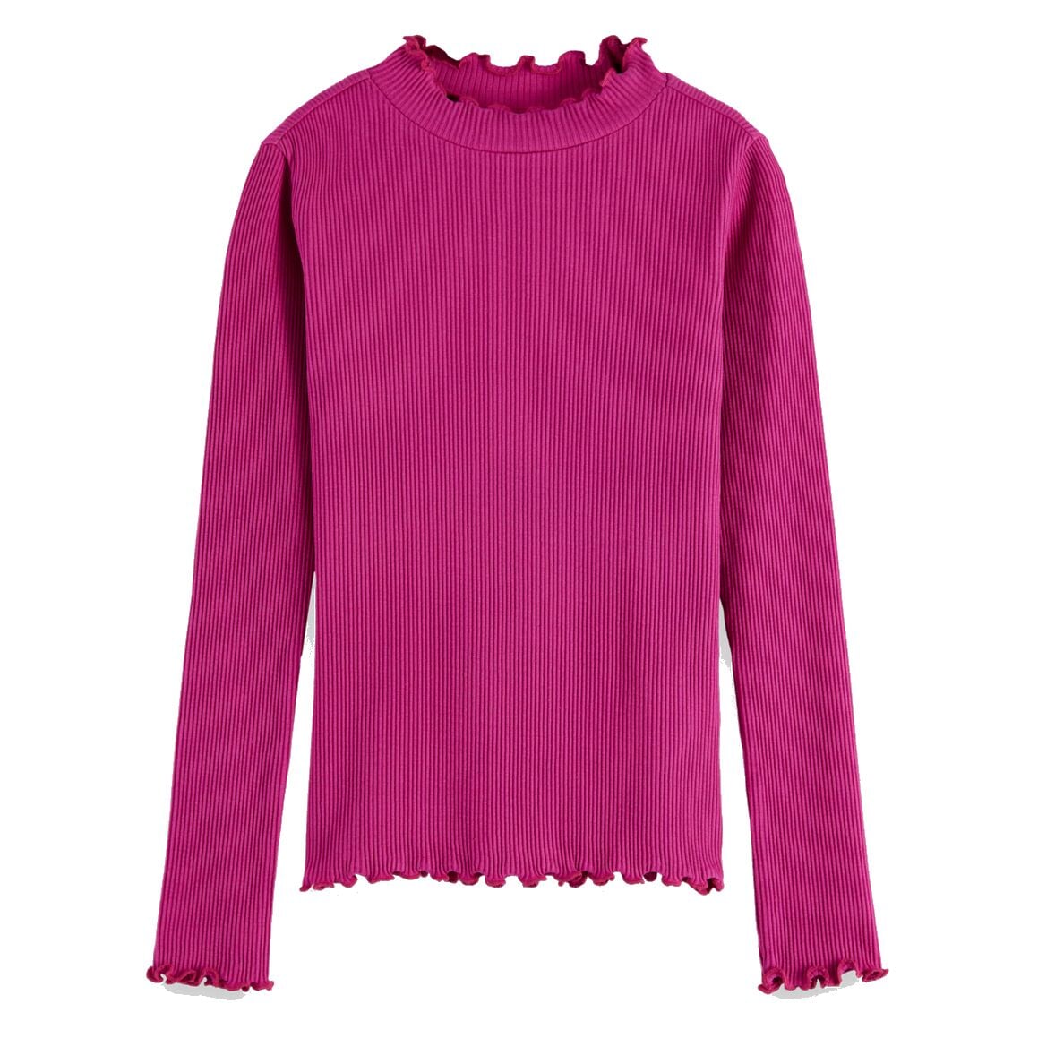 Long Sleeved Mock Neck - Fuchsia Red