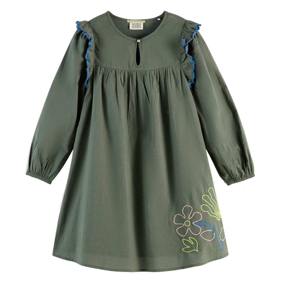 Embroidered Dress - Thyme