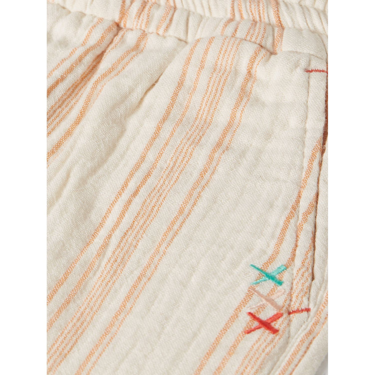 Embroidered Striped Shorts - Eggnog Stripe