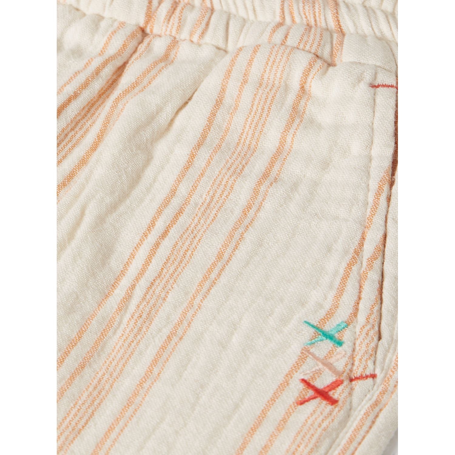 Embroidered Striped Shorts - Eggnog Stripe