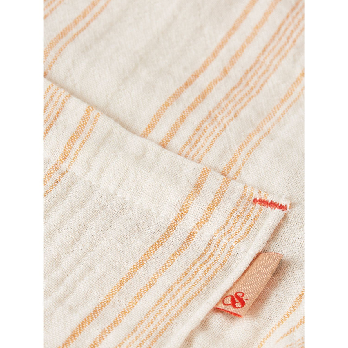 Embroidered Short-Sleeved Shirt - Eggnog Stripe