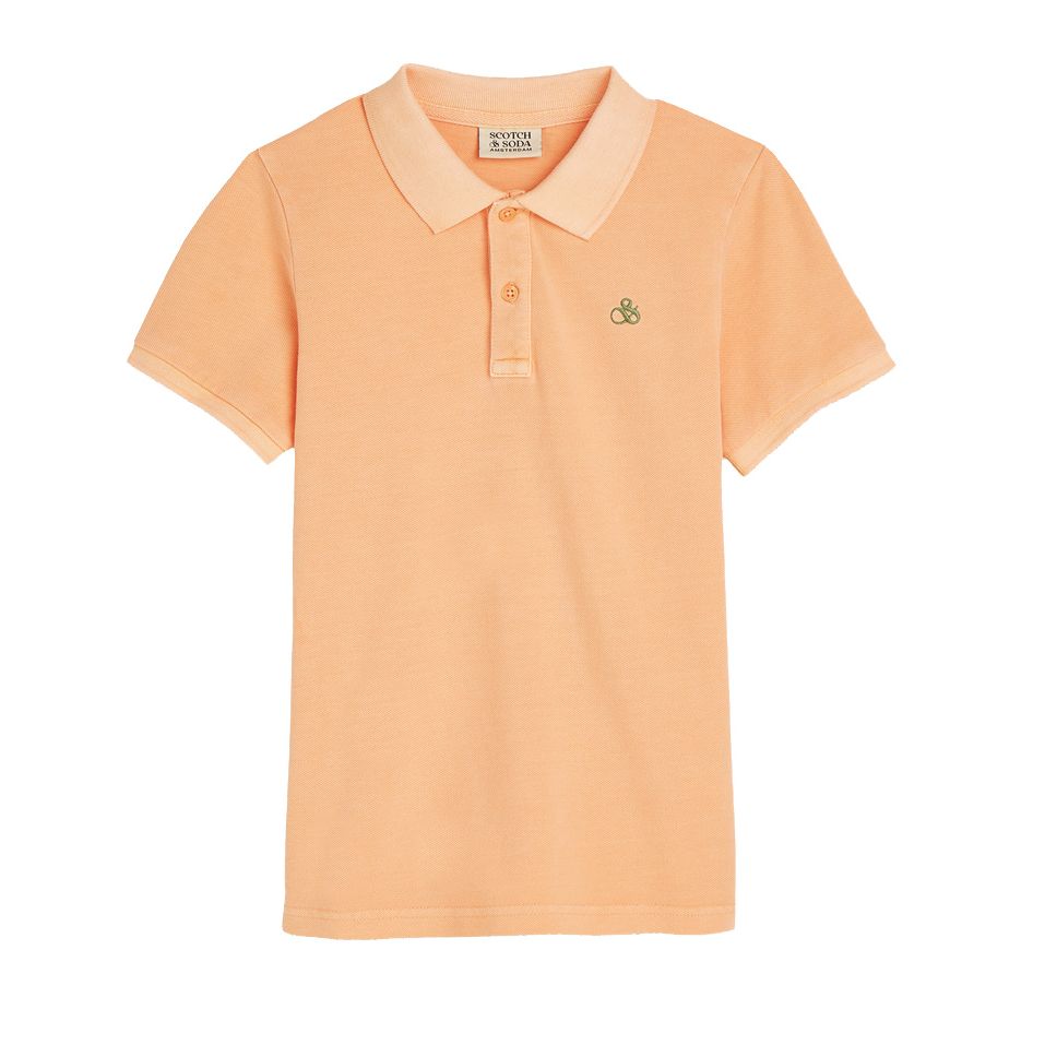 Garment-Dyed Pique Polo - Coral Sands