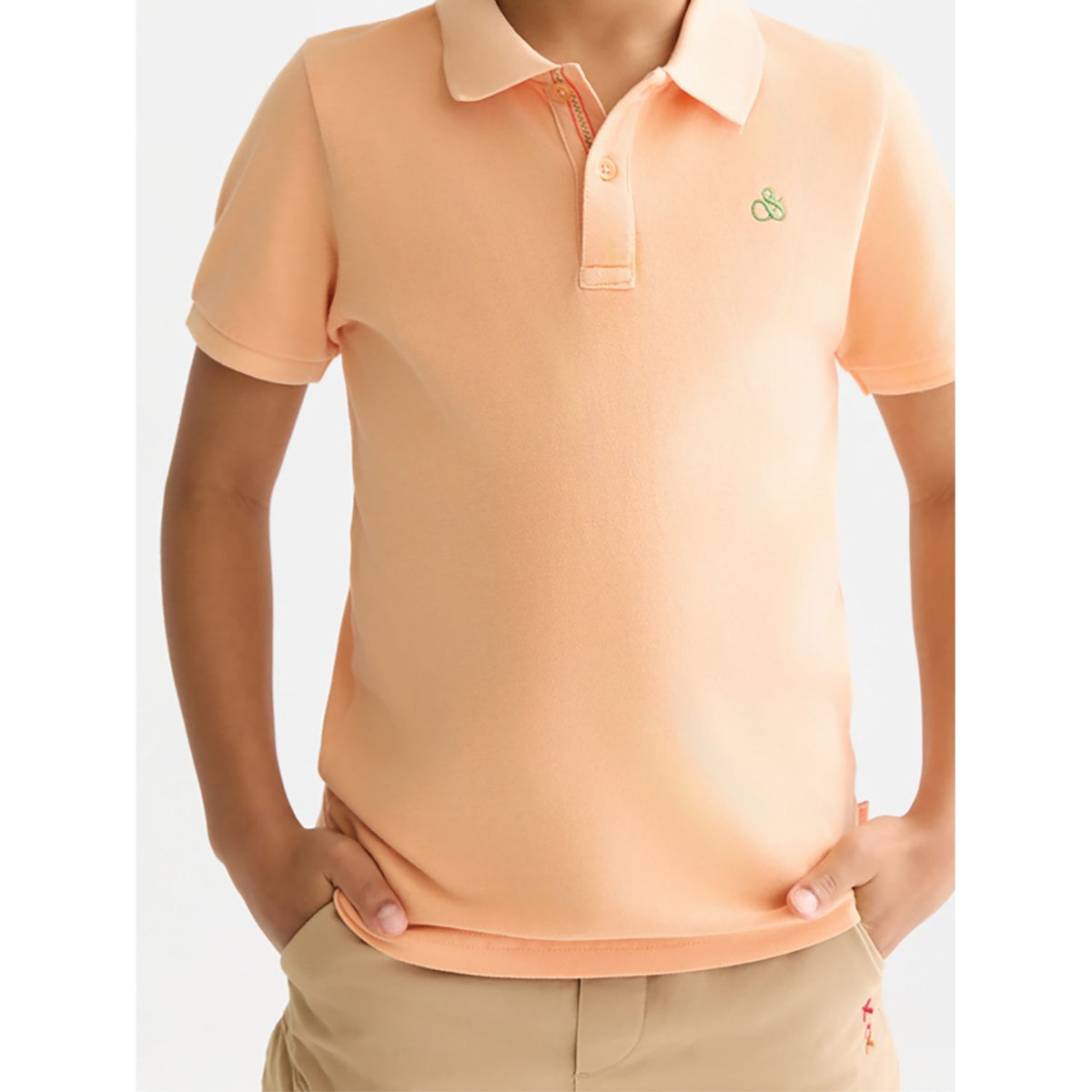 Garment-Dyed Pique Polo - Coral Sands