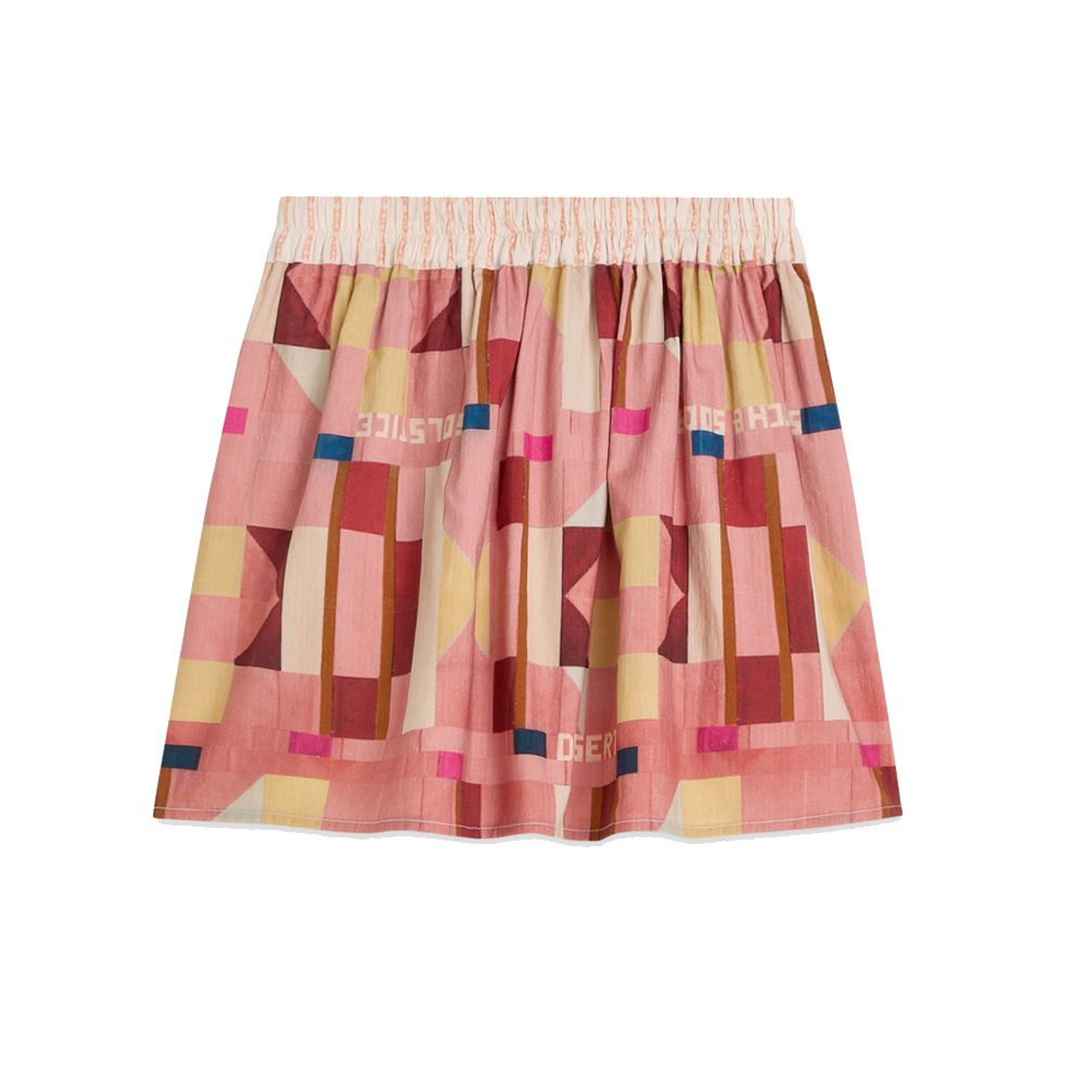 Printed Seersucker Skirt - Patchwork Canyon Clay