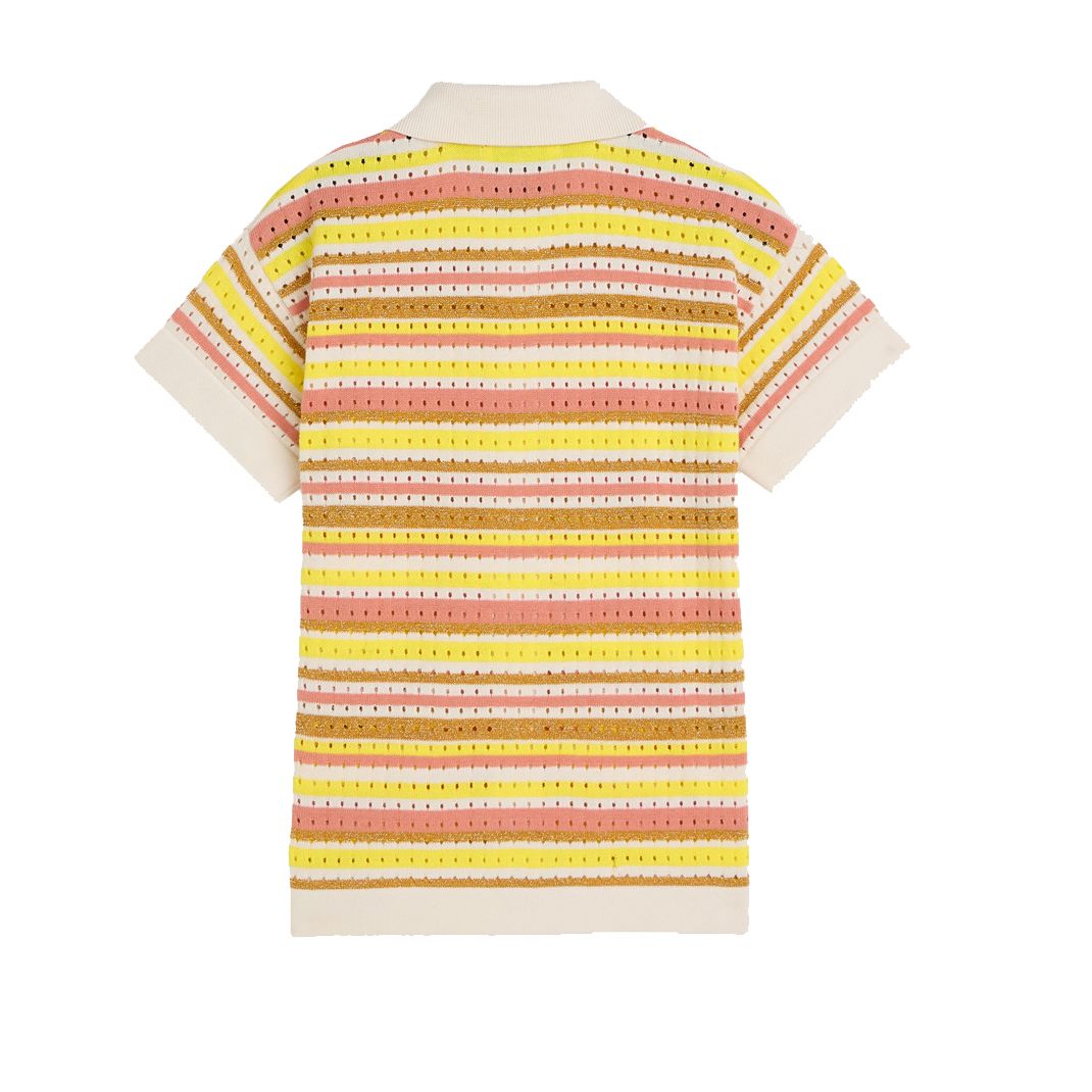 Lurex Knitted Short-Sleeved Shirt - Stripe Blazing Yellow