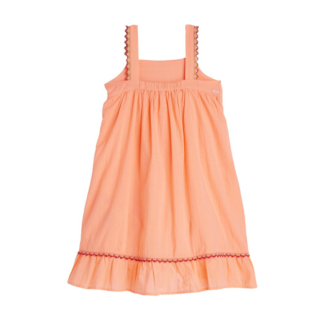 Embroidered Striped Dress - Papaya Punch