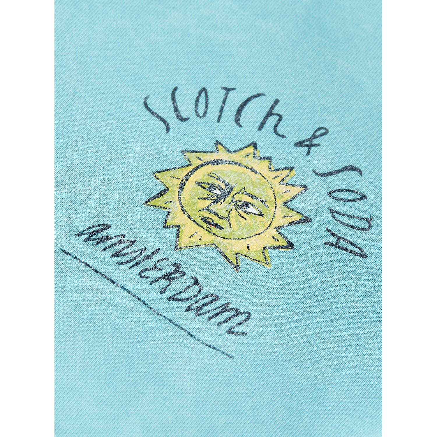 Short-Sleeved Artwork Sweatshirt - Milky Blue