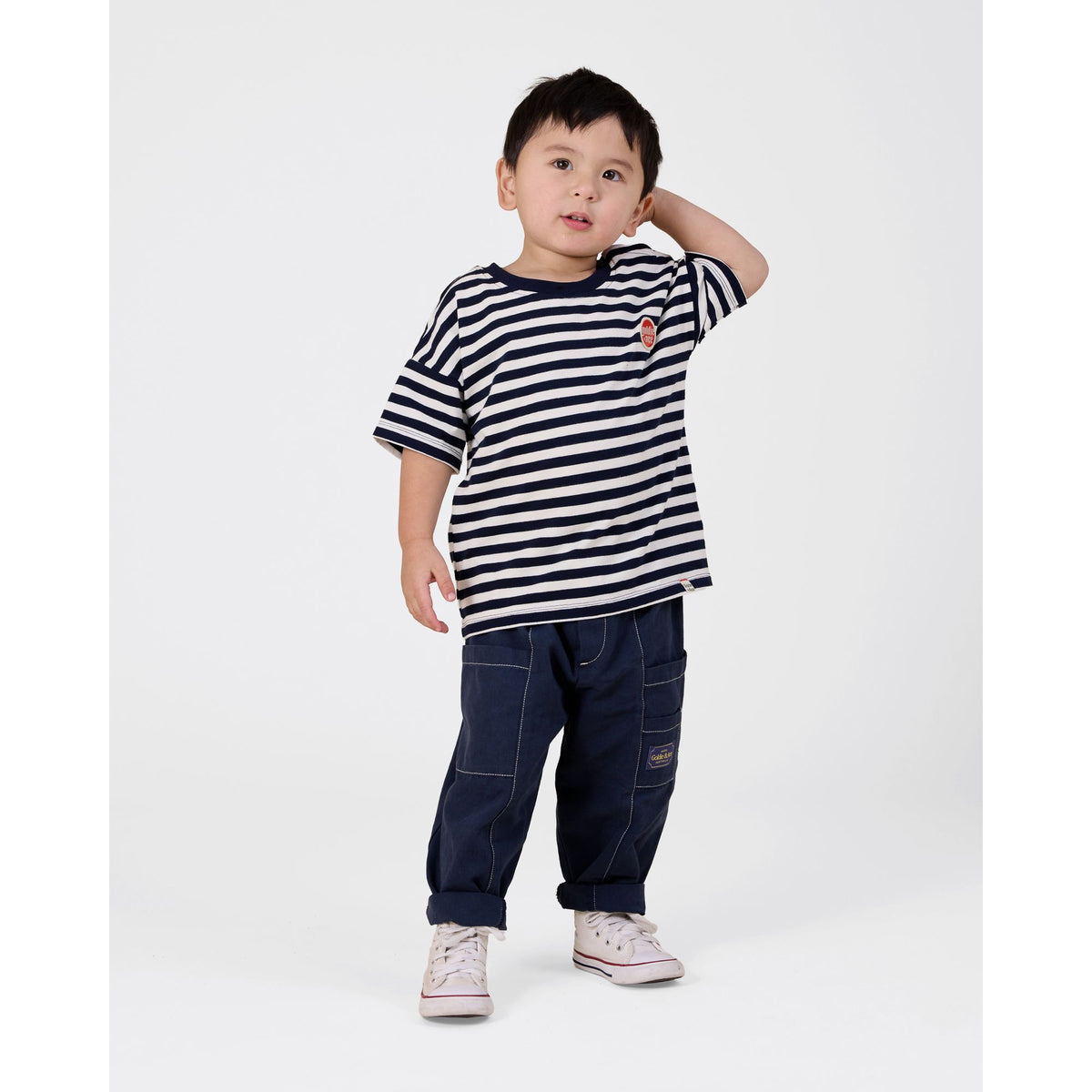 Essential Stripe Logo T-Shirt Navy