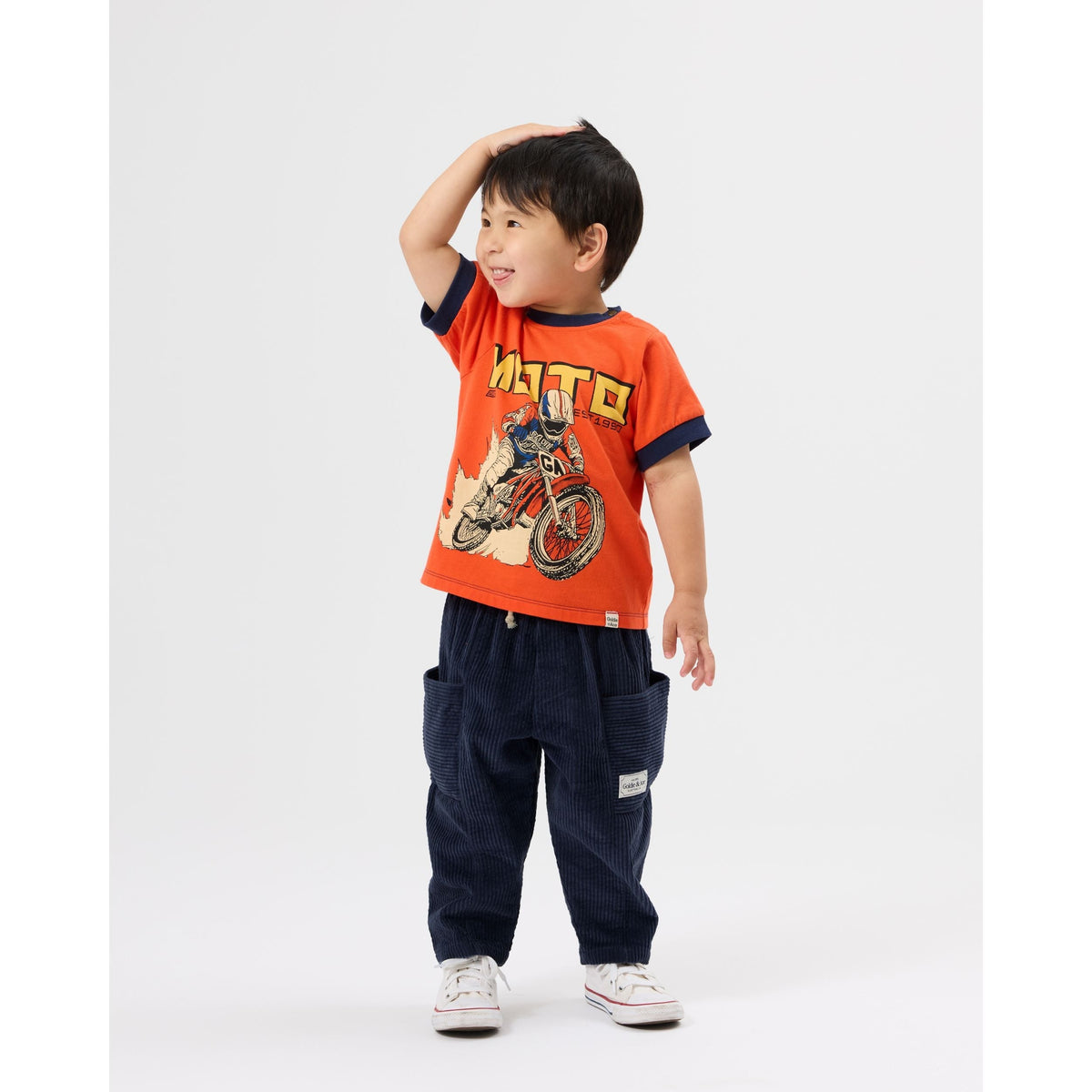 Child wearing Goldie & Ace Moto Ringer T-Shirt, view 2