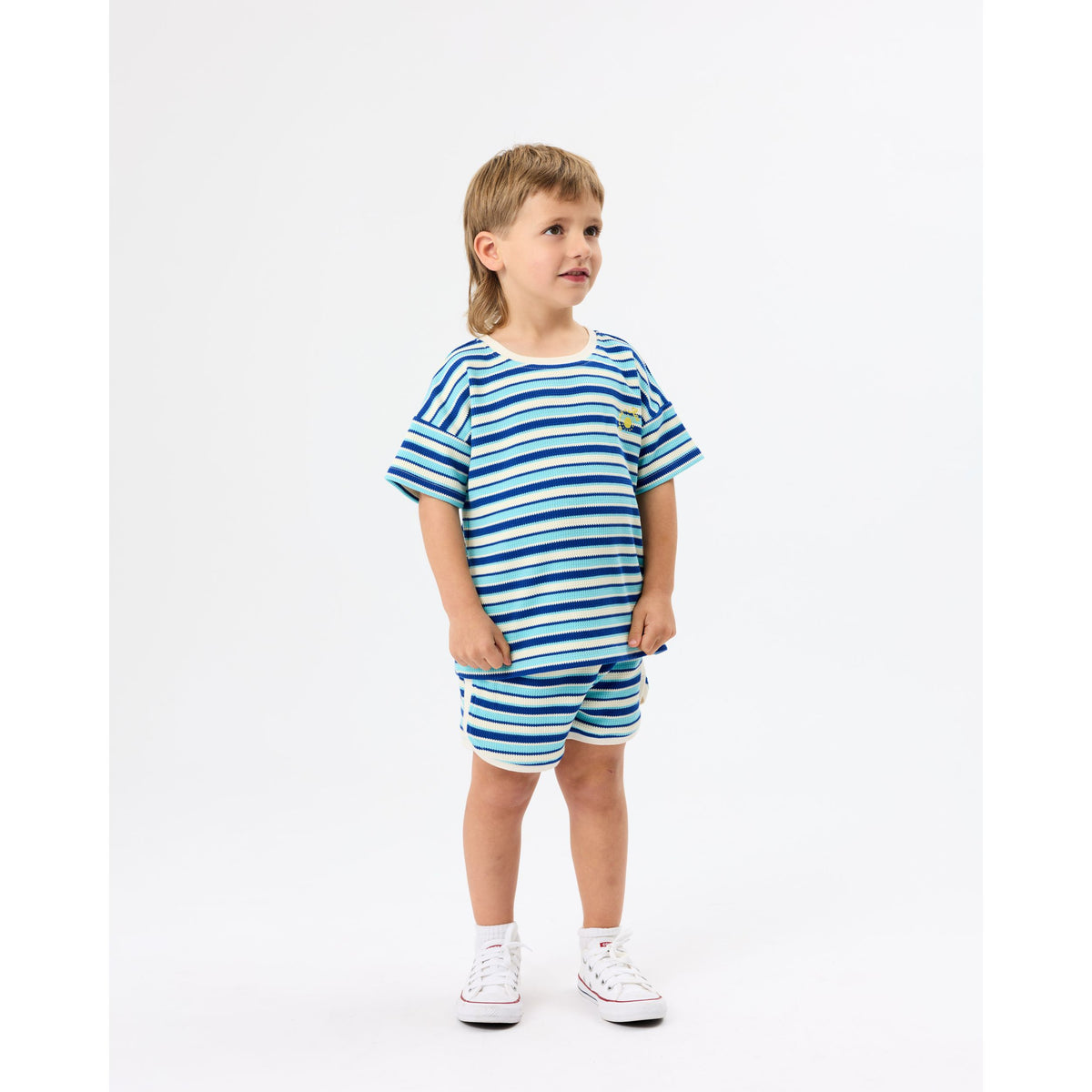 Waffle Stripe T-Shirt Blue - Blue Stripe