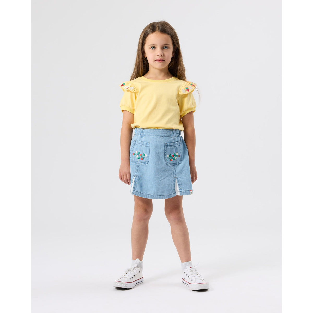Flounce Shoulder Strawberry Top