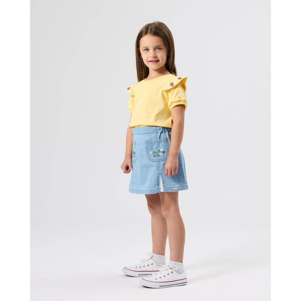 Flounce Shoulder Strawberry Top