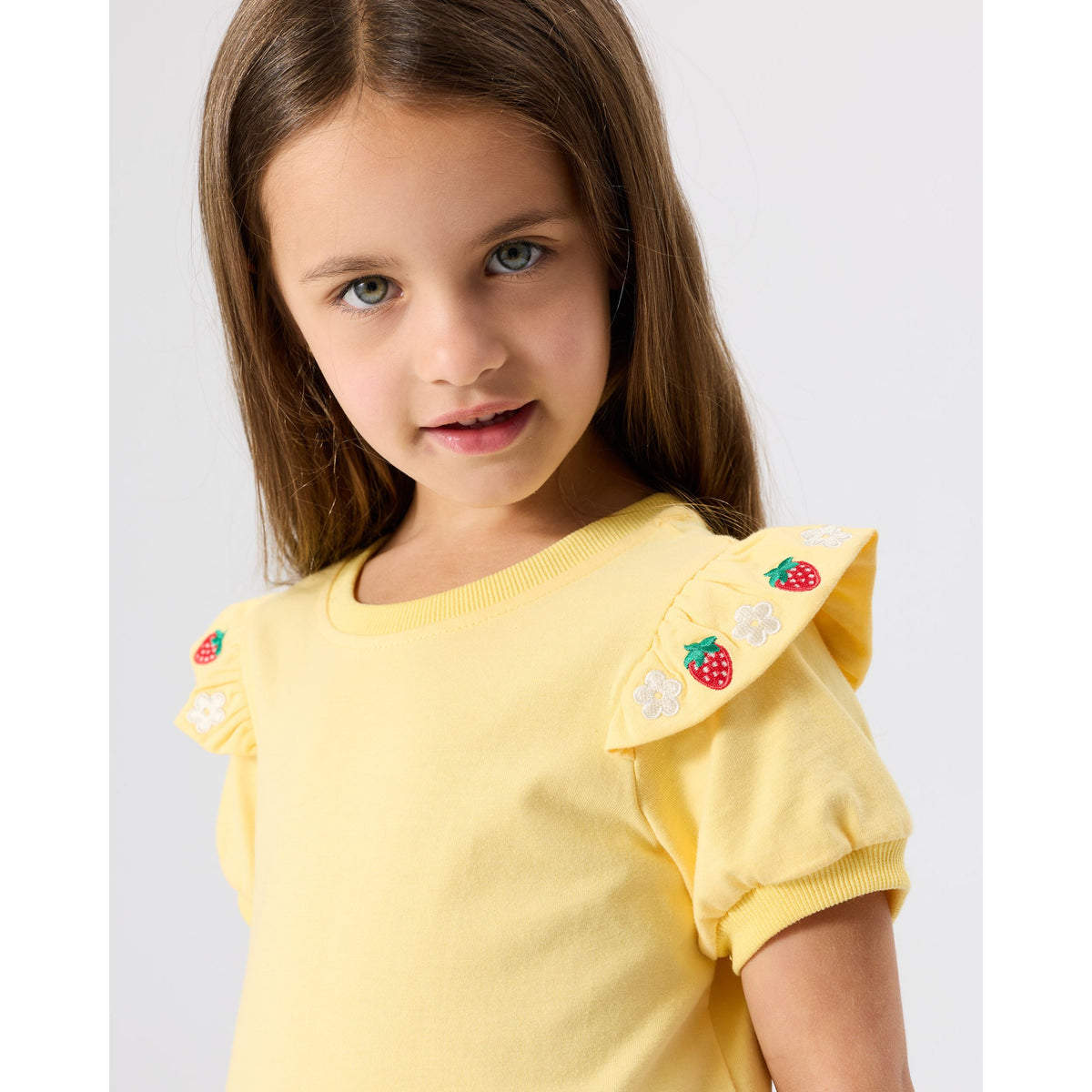 Flounce Shoulder Strawberry Top