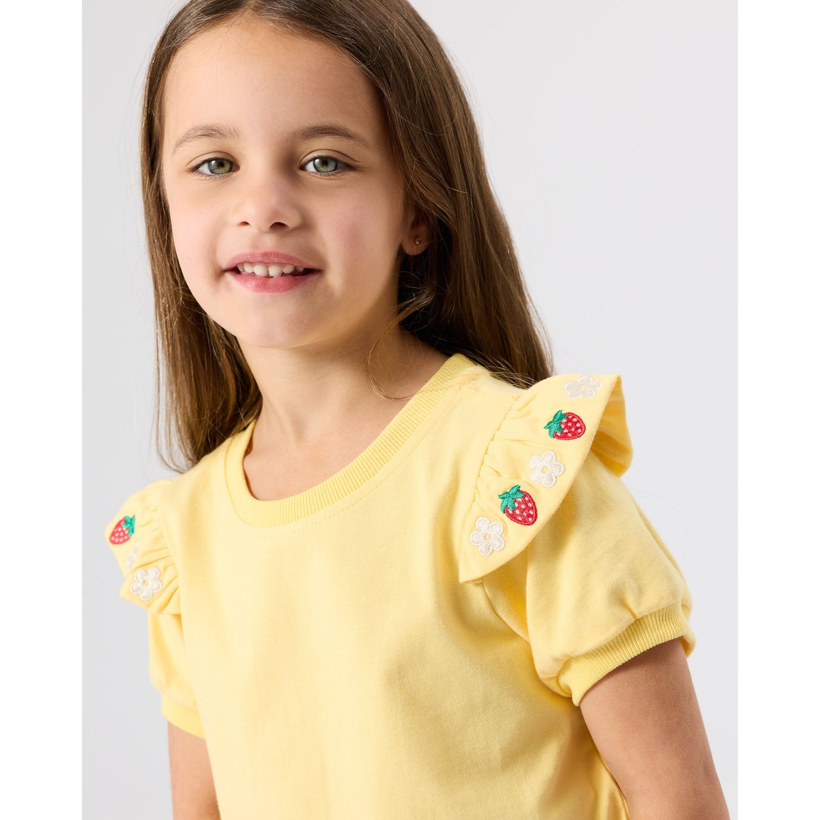 Flounce Shoulder Strawberry Top