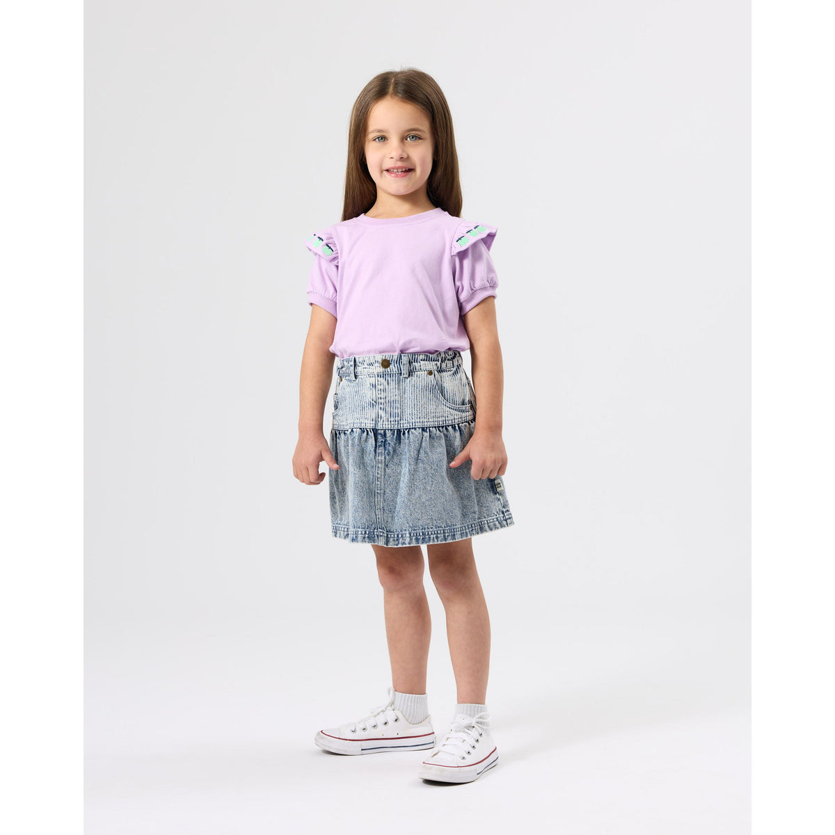Flounce Shoulder Apple Top
