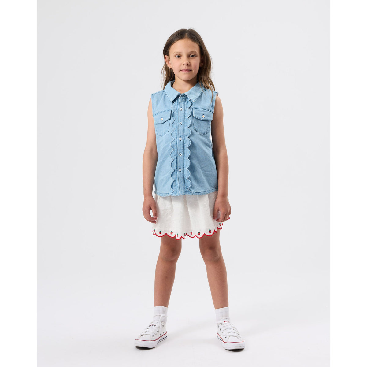 Scallop Edge Chambray Vest