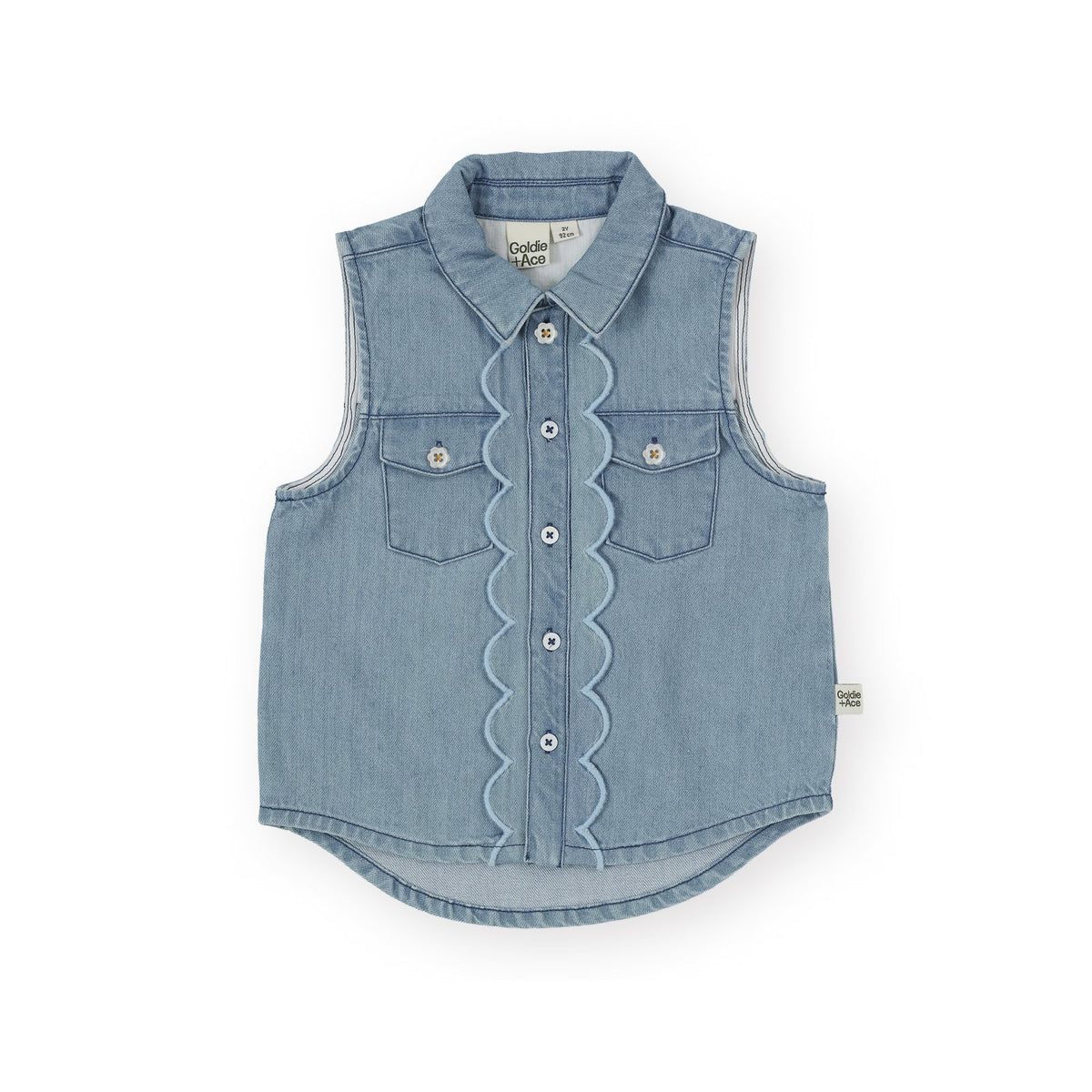 Scallop Edge Chambray Vest