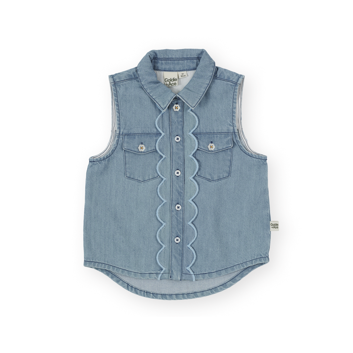 Scallop Edge Chambray Vest