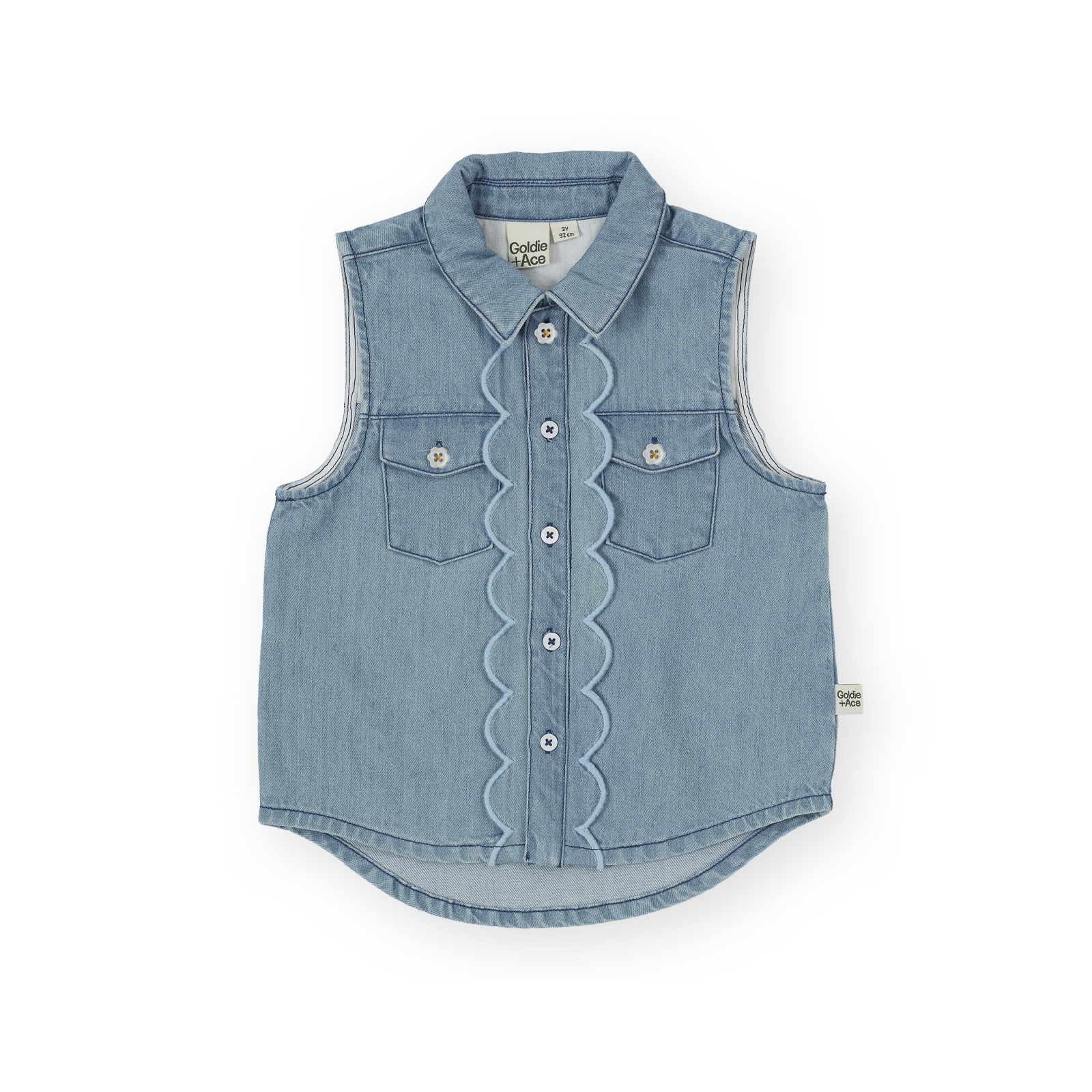 Scallop Edge Chambray Vest