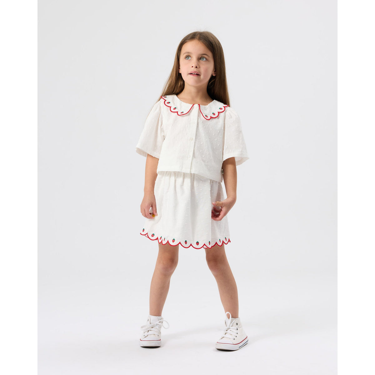 Scallop Hem Strawberry Skirt