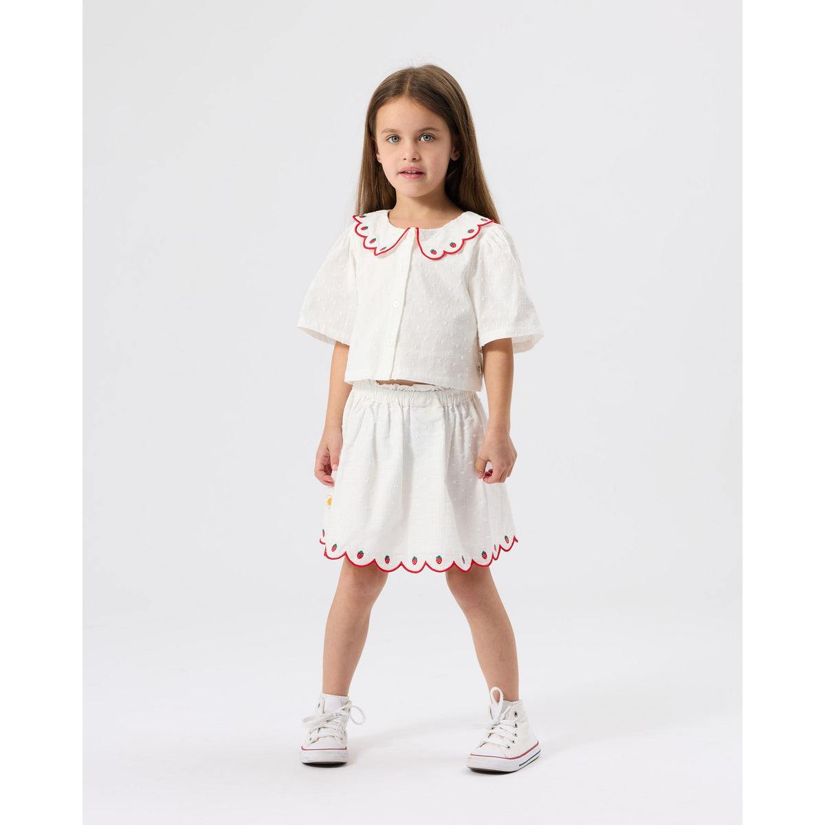 Scallop Hem Strawberry Skirt