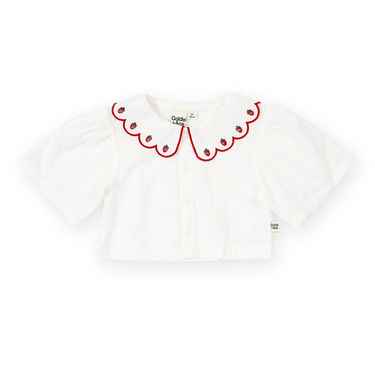 Scallop Collar Strawberry Cropped Blouse