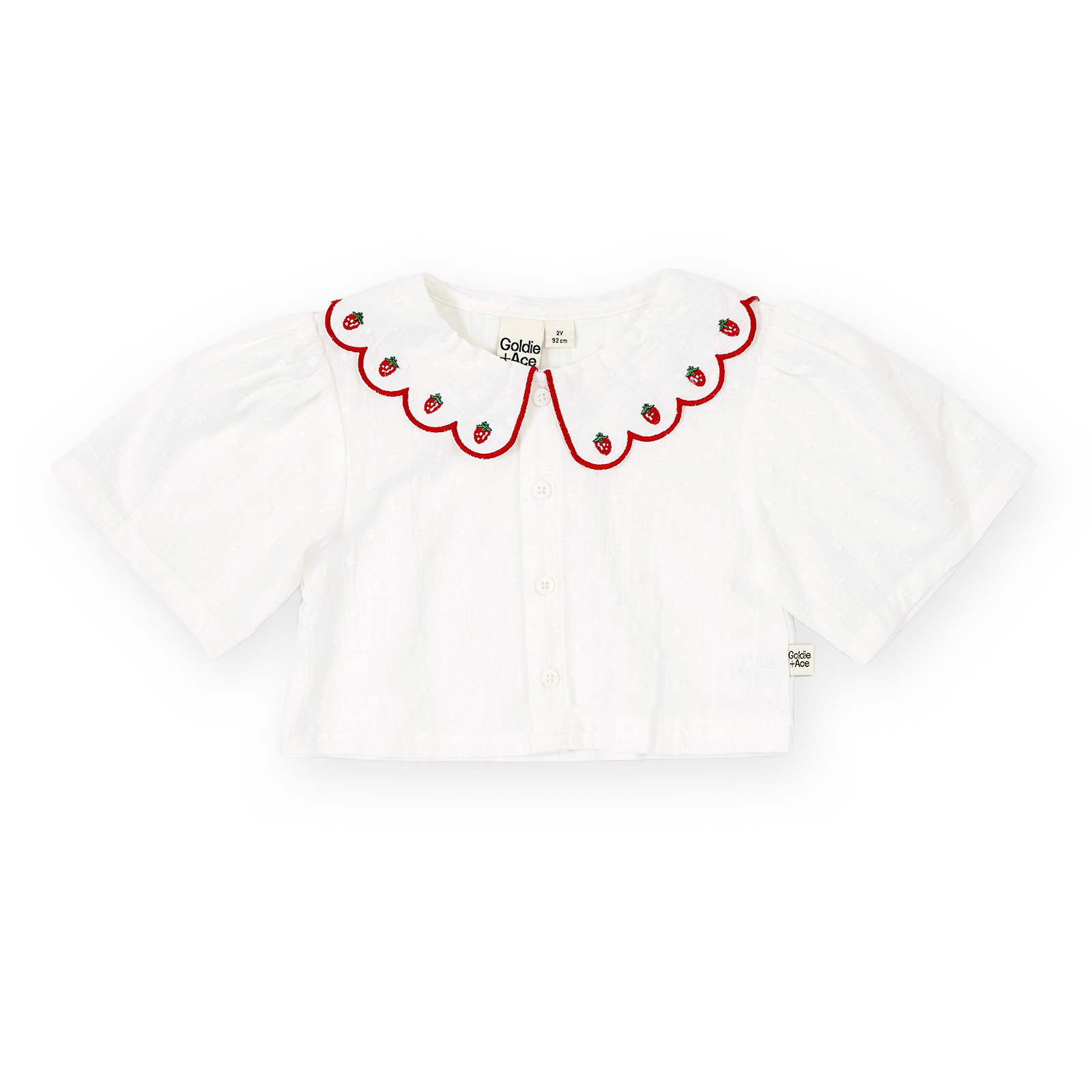 Scallop Collar Strawberry Cropped Blouse