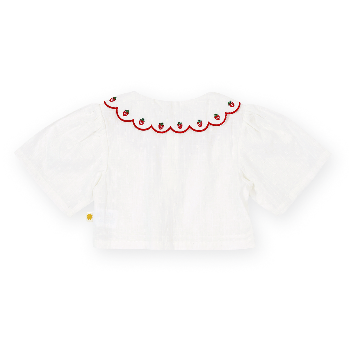Scallop Collar Strawberry Cropped Blouse