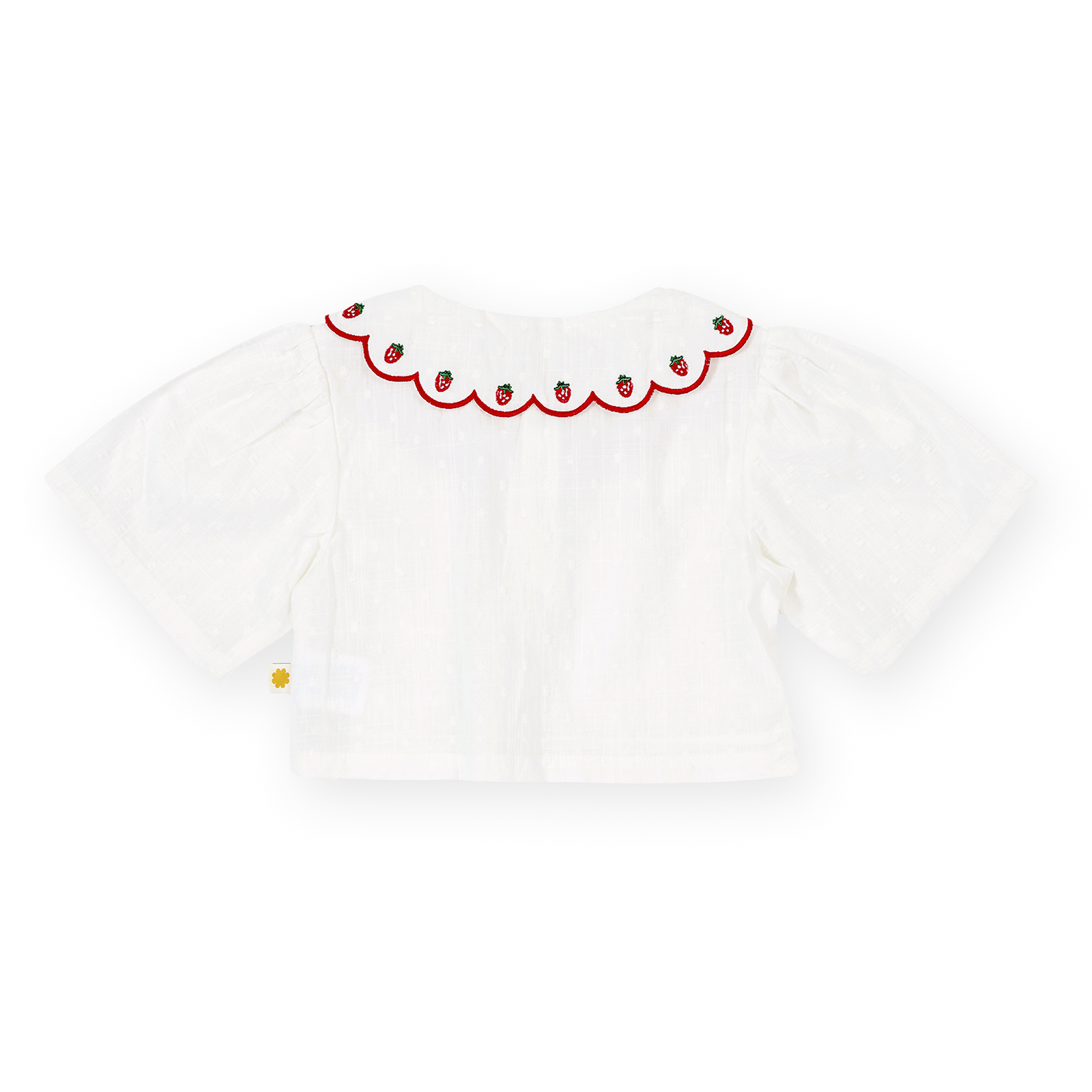 Scallop Collar Strawberry Cropped Blouse