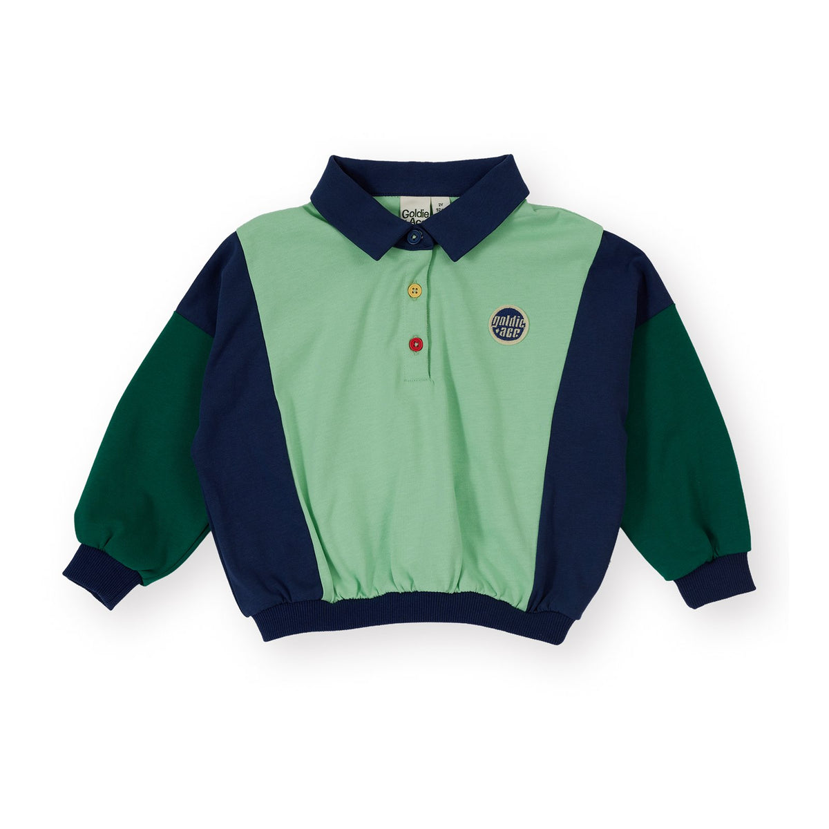 Goldie &amp; Ace Panelled Relaxed Rugby Sweat Top, product flat lay