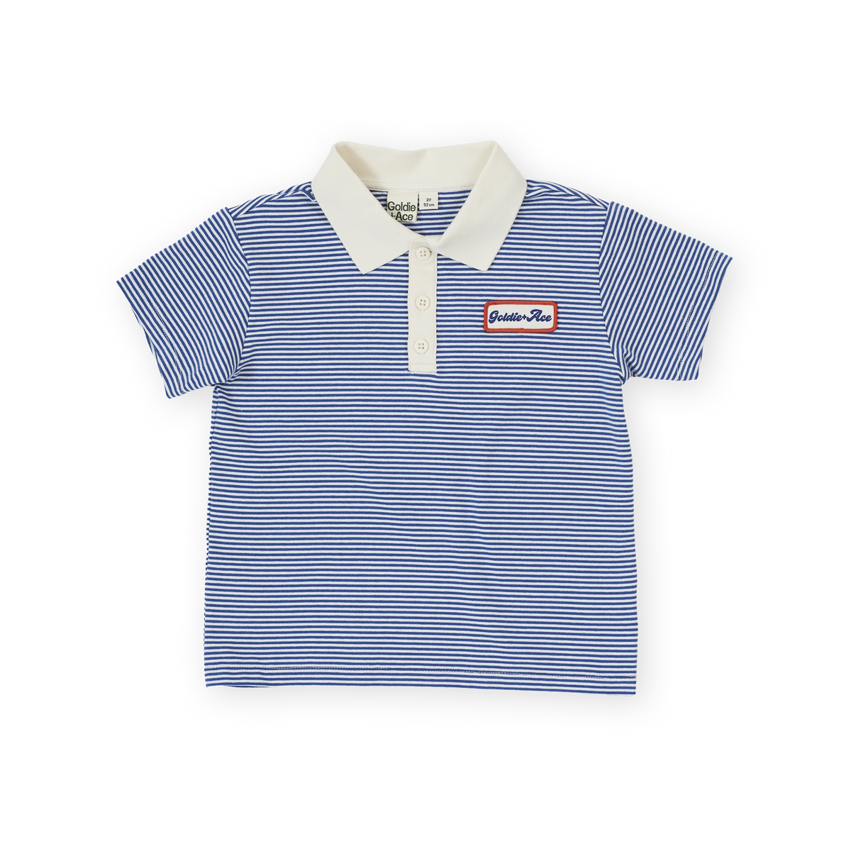 Navy Stripe Logo Polo Top