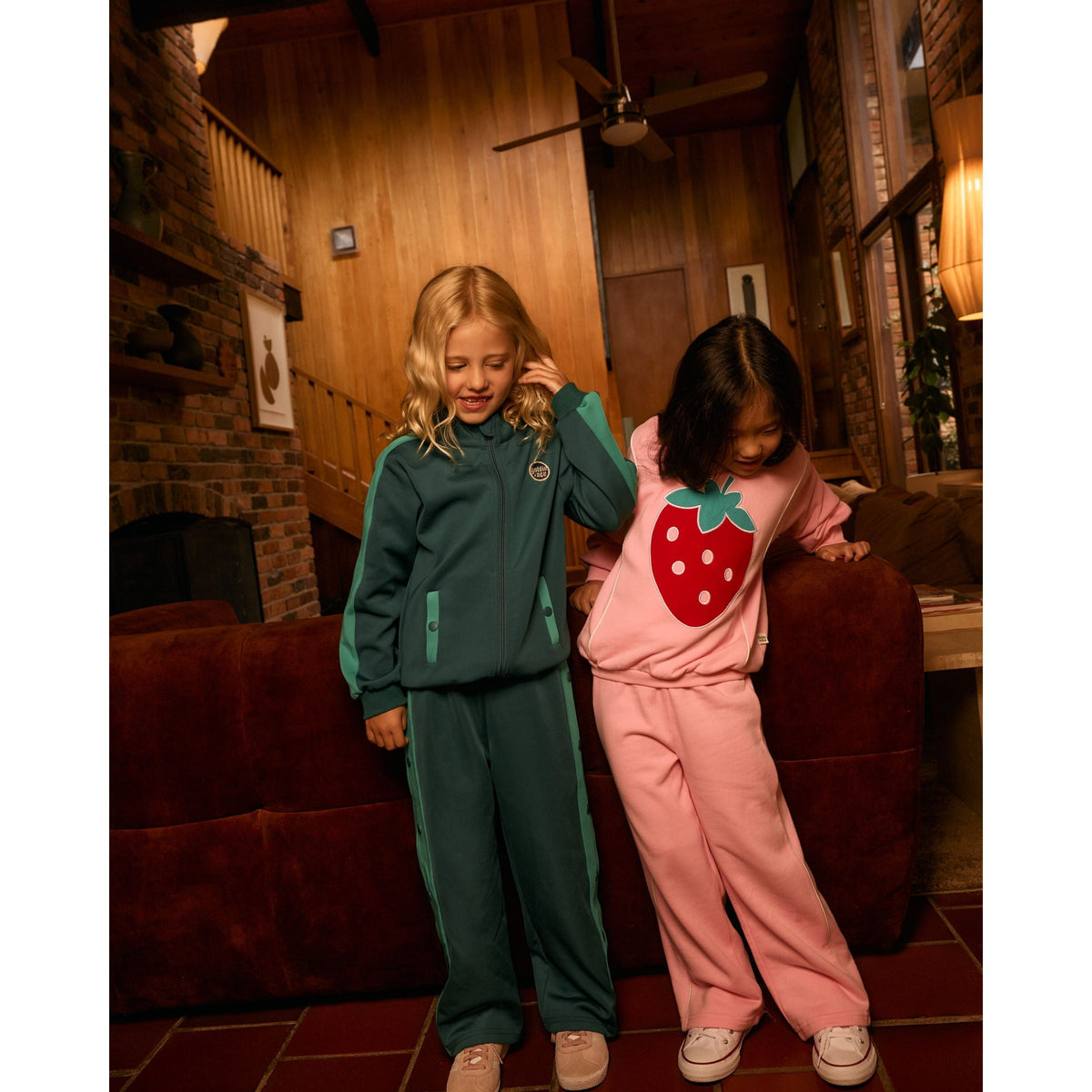 Child wearing Goldie & Ace Jumbo Strawberry Piped Sweater, view 2