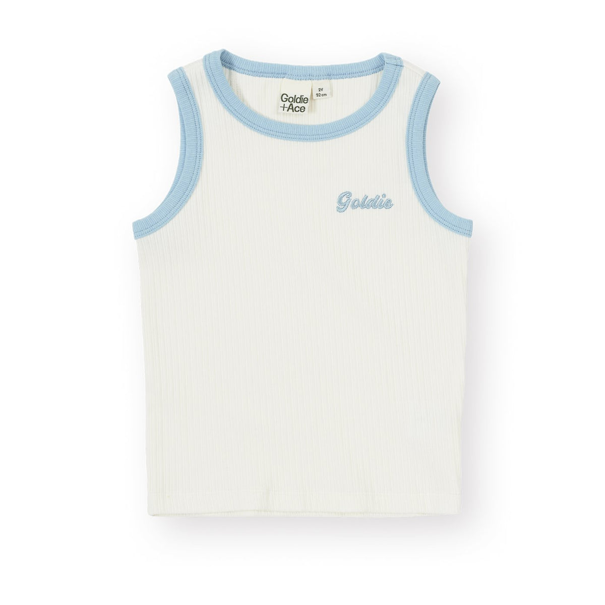 Embroidered Colour Pop Rib Singlet White