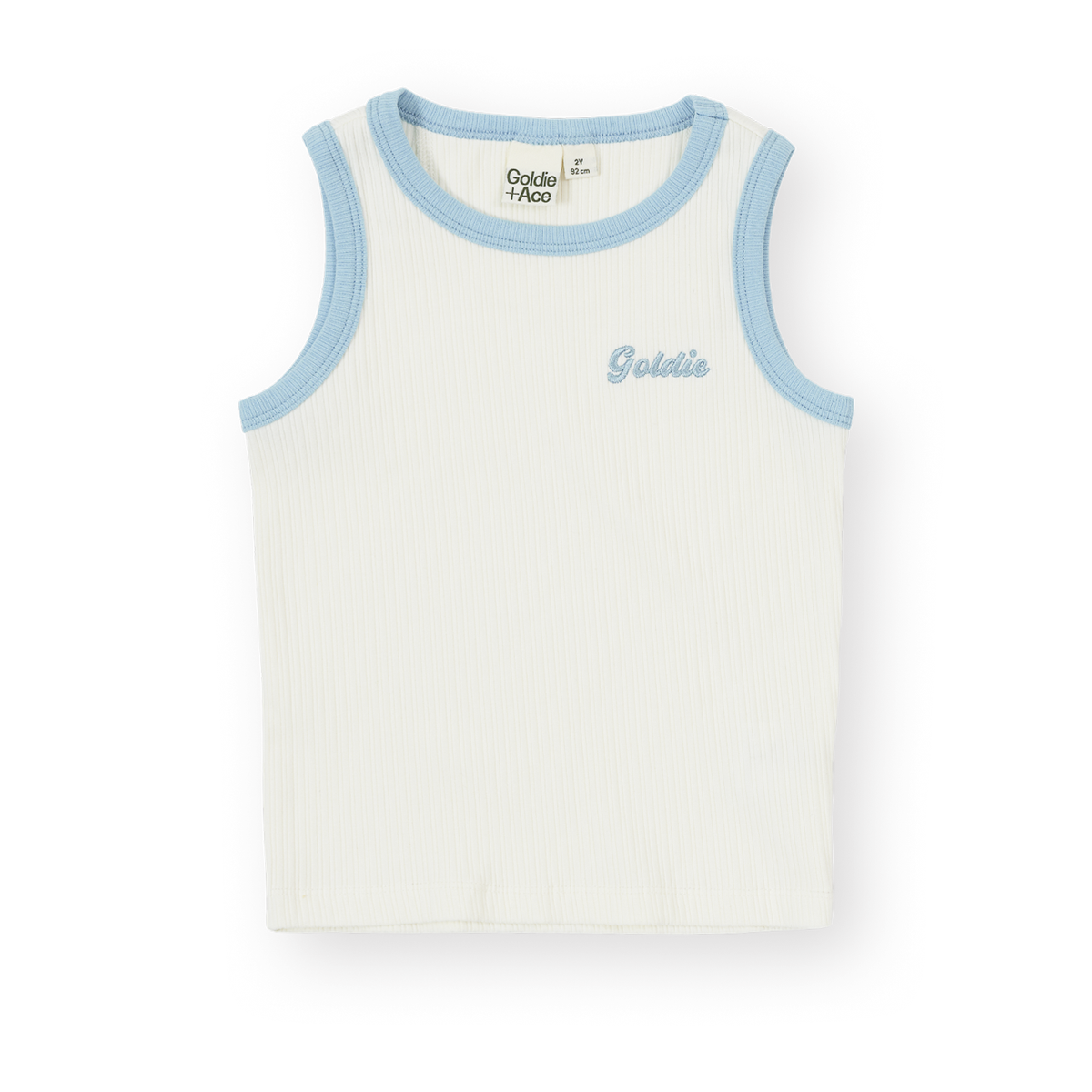 Embroidered Colour Pop Rib Singlet White