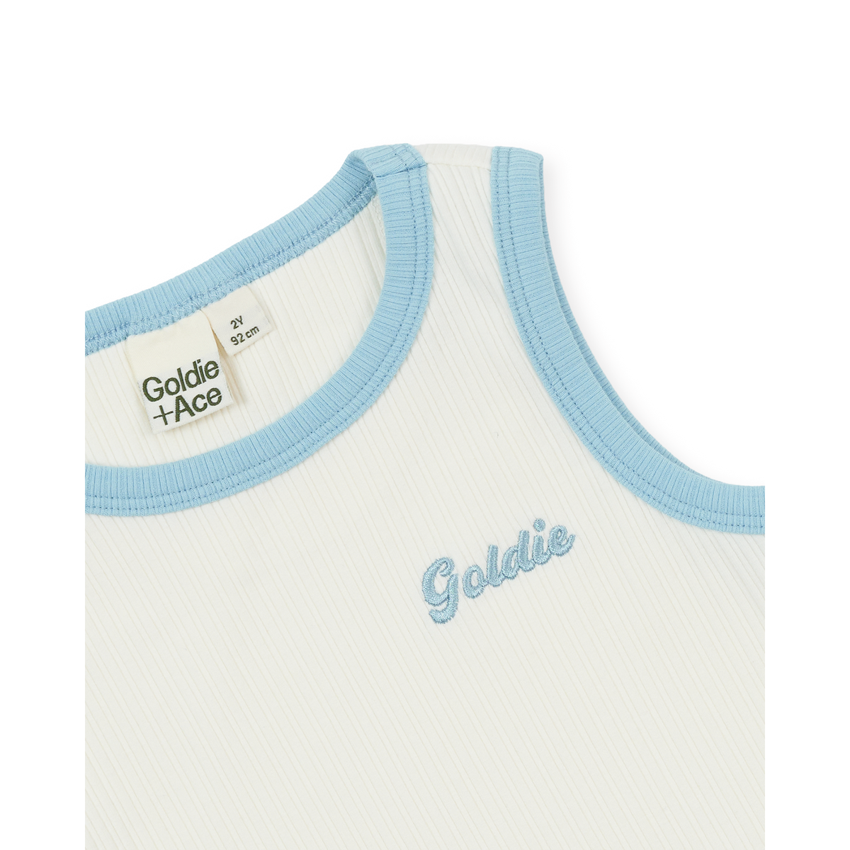 Embroidered Colour Pop Rib Singlet White