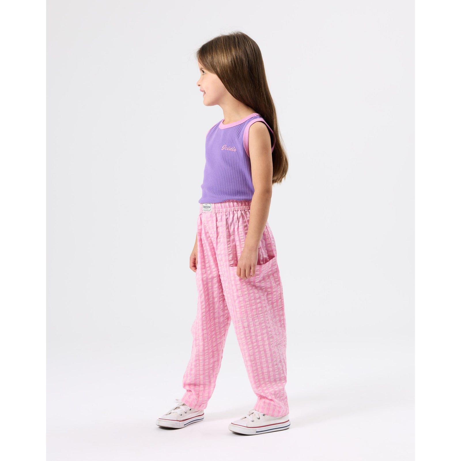 Embroidered Colour Pop Rib Singlet Purple