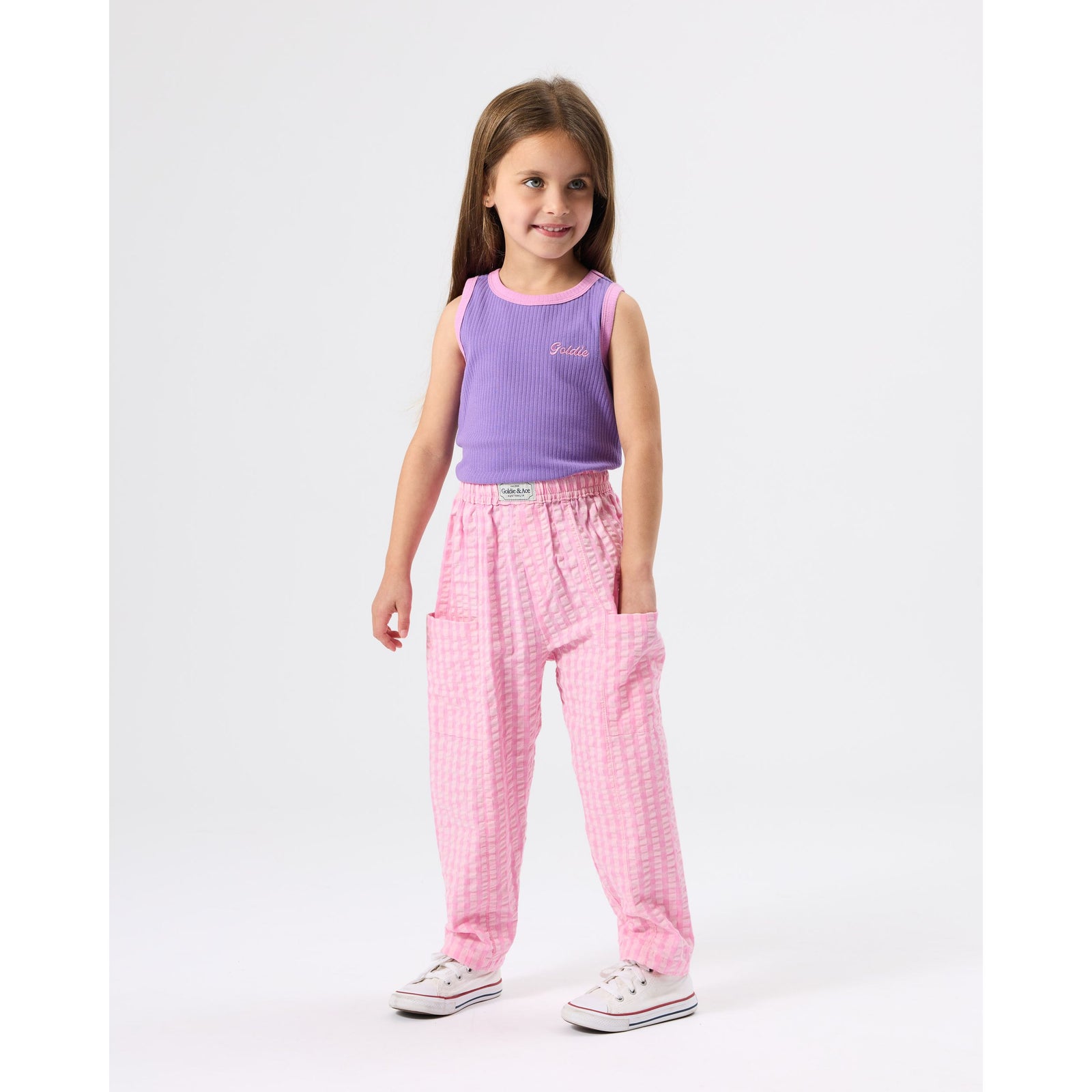 Lightweight Gingham Kit Pocket Pant - Pink