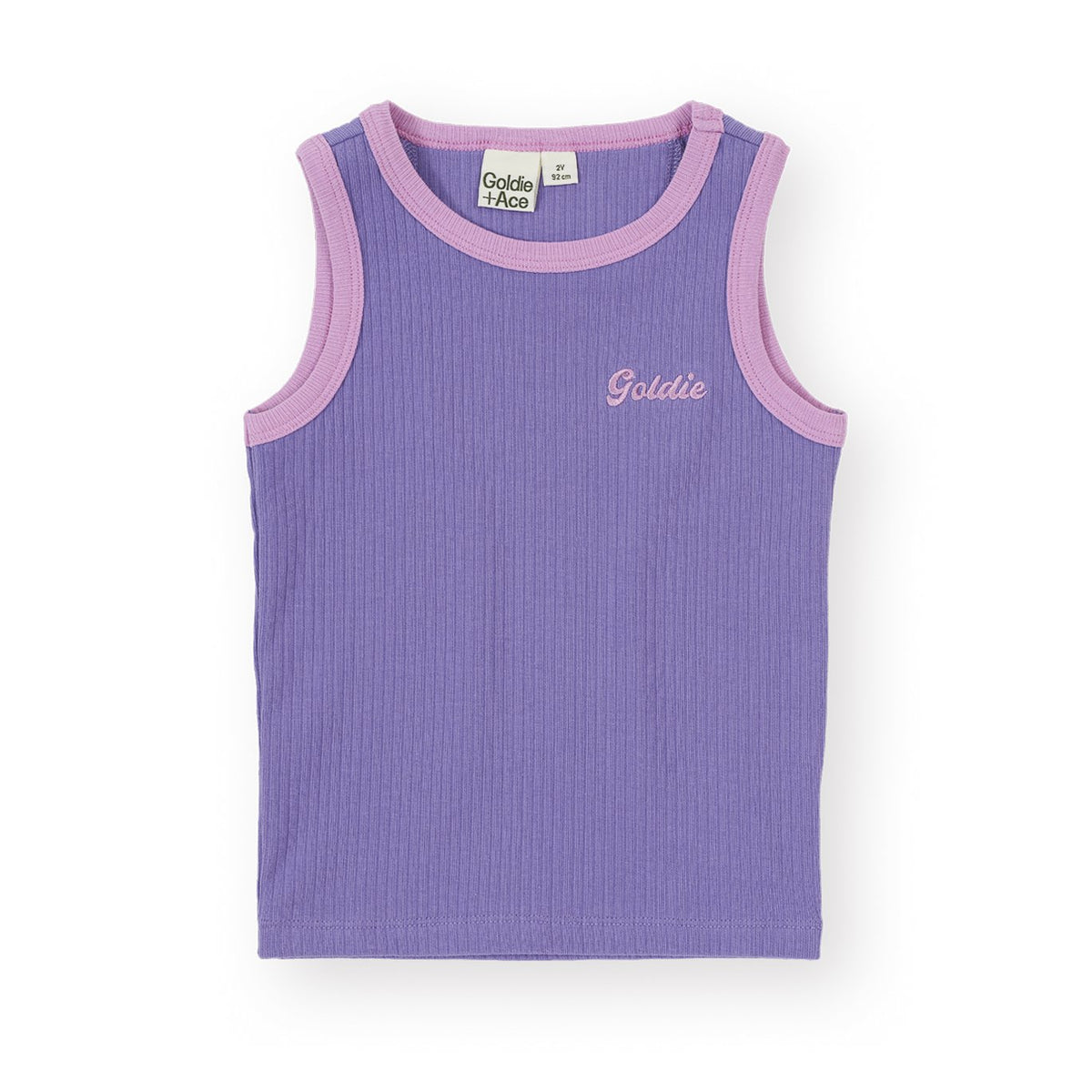 Embroidered Colour Pop Rib Singlet Purple