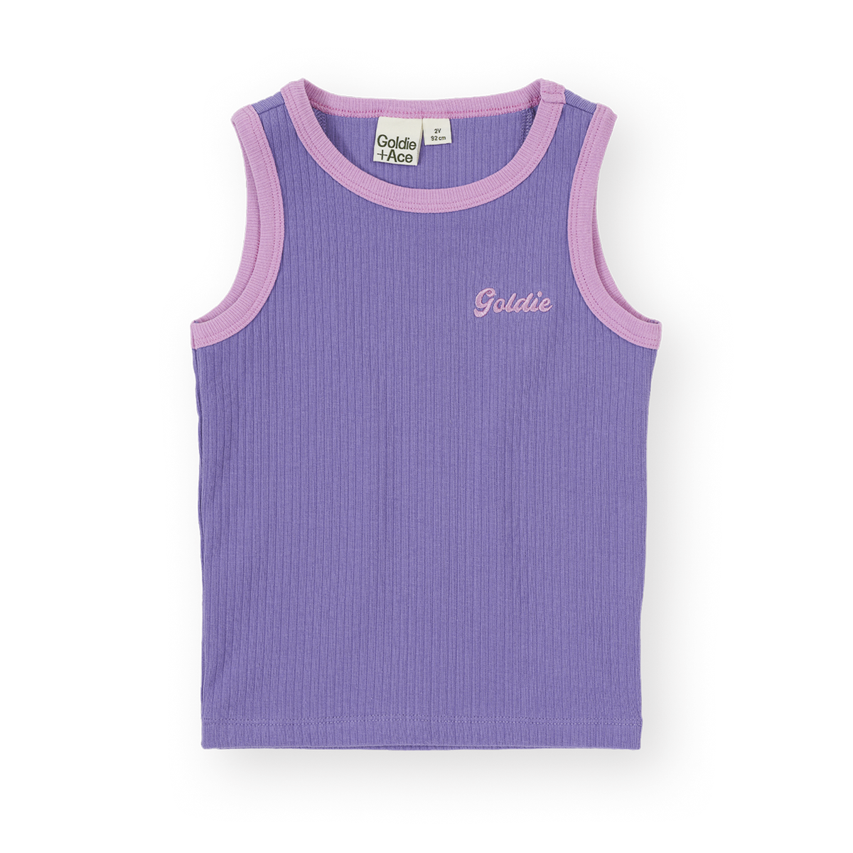 Embroidered Colour Pop Rib Singlet Purple